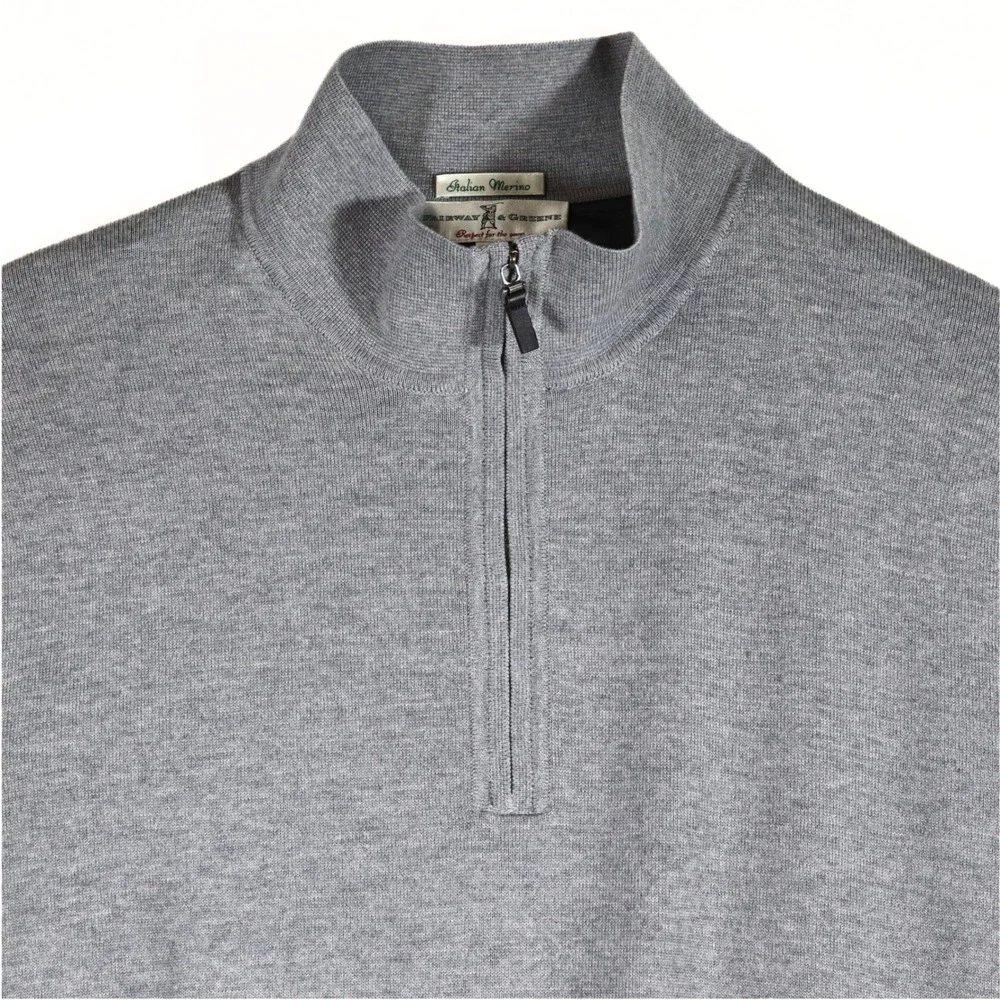Fairway & Greene Quarter Zip Sweater Mens XL Grey Lined Merino Wool Golf Lexus‎